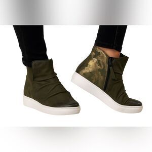 Miz Mooz Olive and Gold High-Top Sneakers